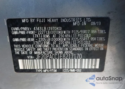 2014 Subaru Xv Crosstrek 2.0I Premium from USA, damaged, VIN JF2GPACC1E8217170